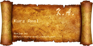 Kurz Axel névjegykártya